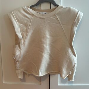 FRAME Roll Sleeve Crop Sweatshirt - XS - Oatmeal